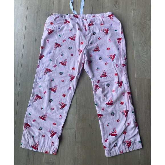 J Crew XL Flannel Pajama Pants Pink Red Car Christmas Tree - Picture 3 of 8